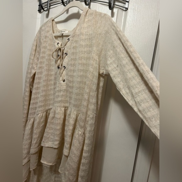 NWT Maurice’s pointelle high low‎ lace up duster top size 1X cream boho - Picture 12 of 16